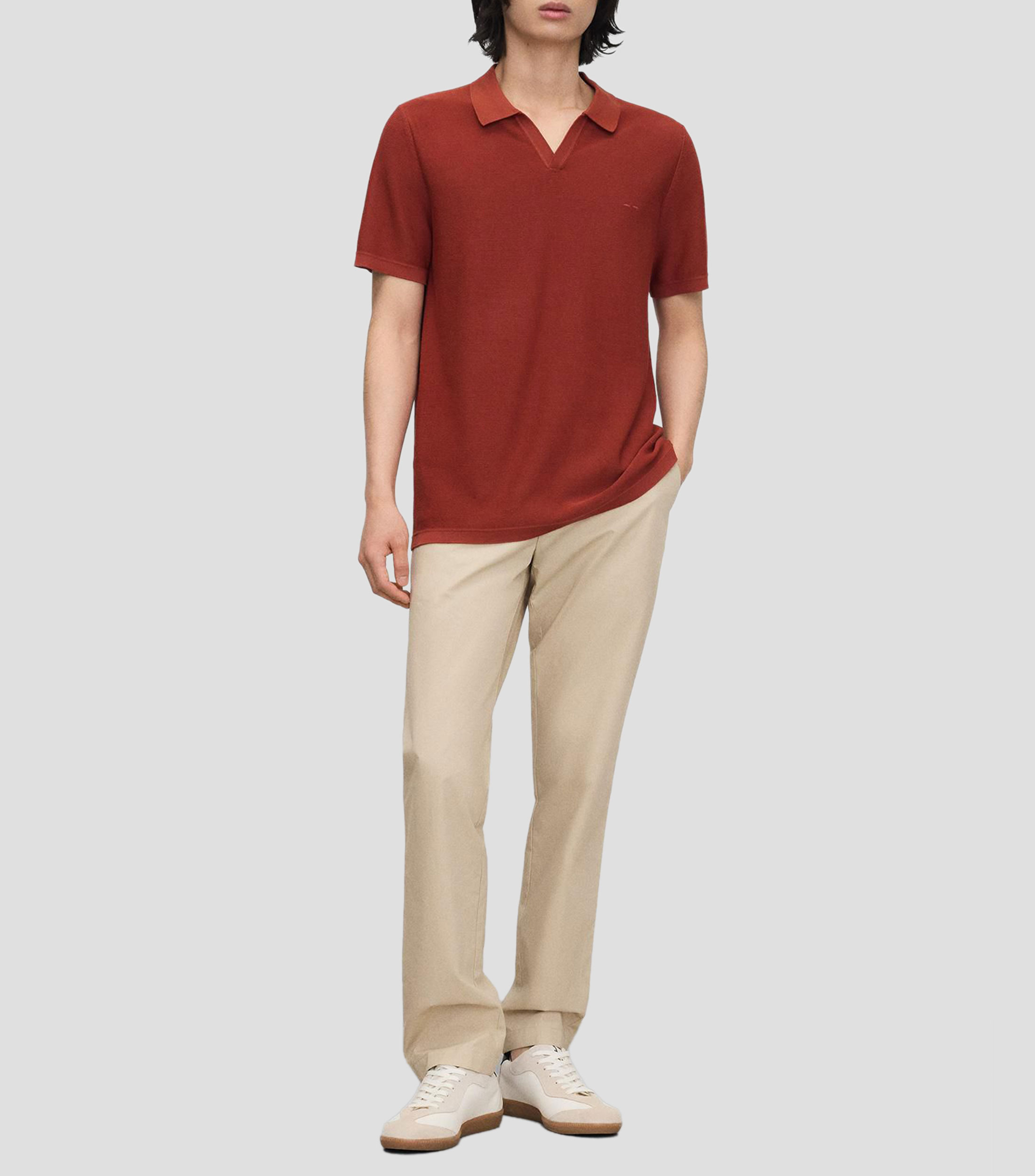 Playera tipo polo con manga corta lisa Hombre